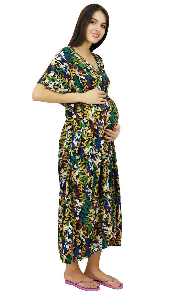 Bimba Nursing Cotton Kaftan Maxi Maternity Night Wear| Hospital Delivery