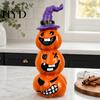 Hand Painted Resin Crafts Halloween Pumpkin Statue, Spooky Face Figurine for Cute Witch Hat Indoor Tabletop, Tiered Tray, Party, Home Decor