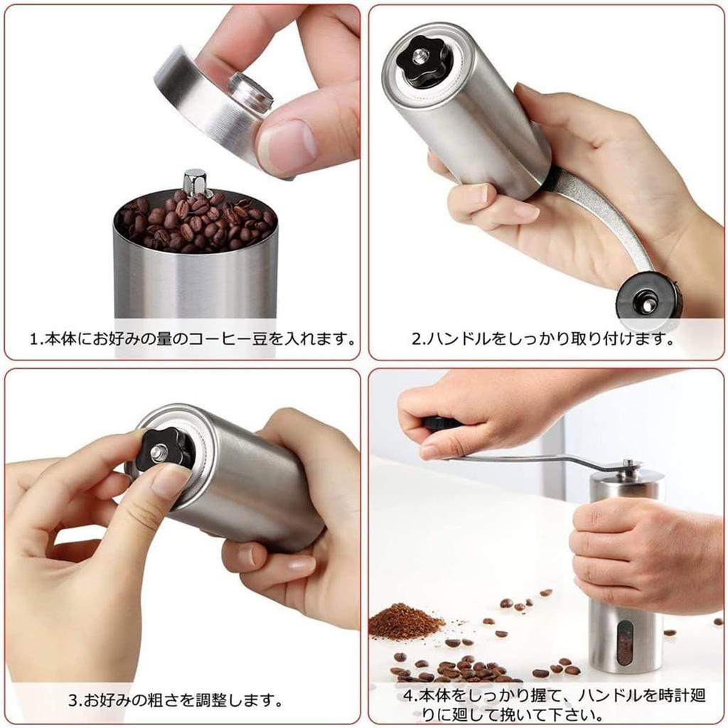 Ручная кофемолка из нержавеющей стали 304, керамическая, совместимая с черным перцем и перцем, удобная для переноски, наружная кофемолка, ступка, порошок,