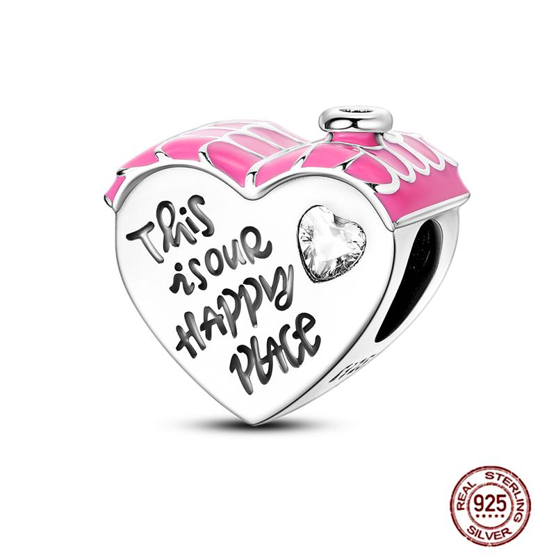 Медные Шармы Большая Любовь Мама Семья Сестра Розовое Сердце Тюльпан Бусины Ча Подходят для Оригинального Браслета Сделай Сам Ювелирный Подарок на День Матери