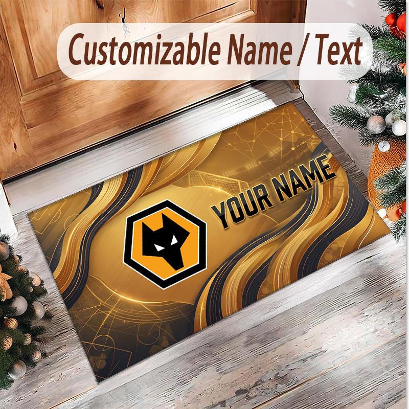 Personalized Crystal Velvet Carpet Wolverhampton Wanderers Football Pattern Non Slip Floor Rug