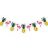 Hawaiian Party Decoration Green Leaf Pineapple Flamingo Banner Tropical Hawaii Theme Banners Happy Hawaiian Birthday Party Decor