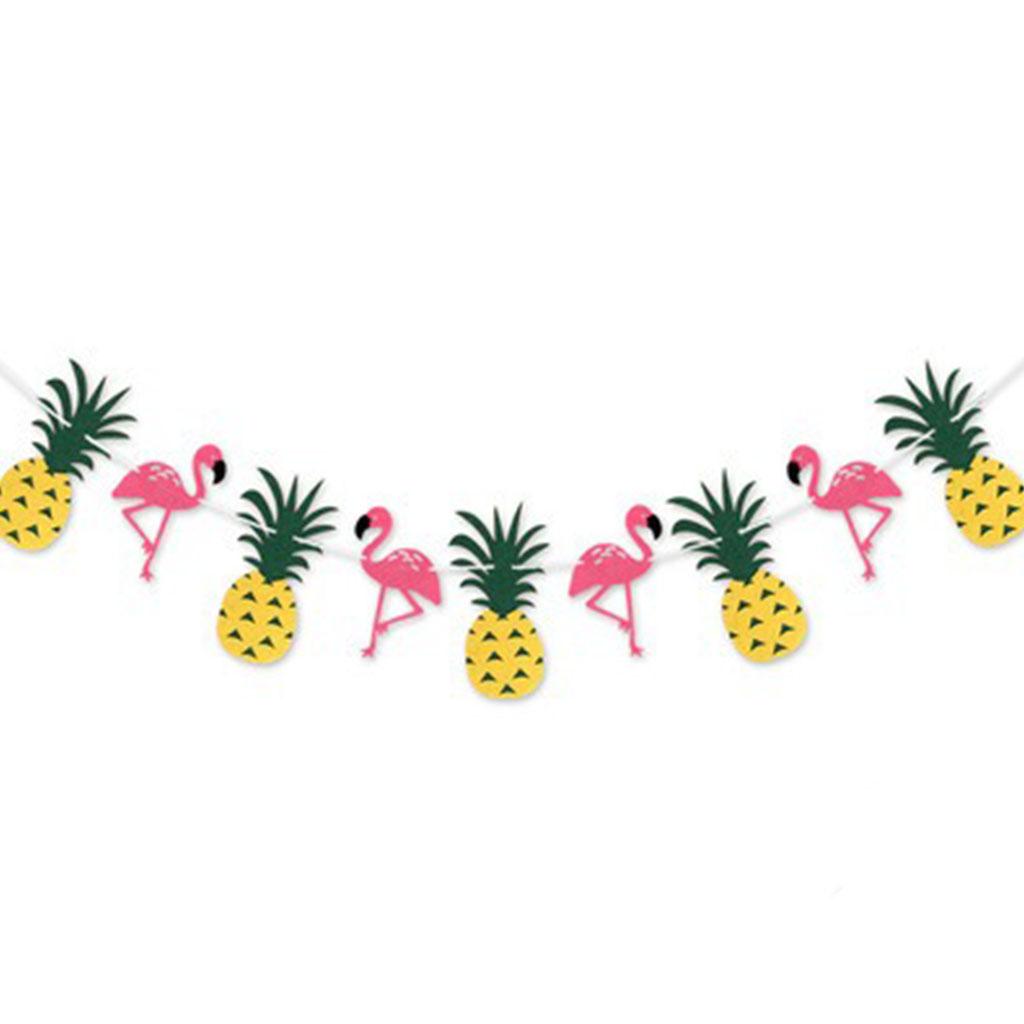 Hawaiian Party Decoration Green Leaf Pineapple Flamingo Banner Tropical Hawaii Theme Banners Happy Hawaiian Birthday Party Decor