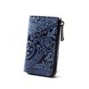 Ключница из кожи, окрашенной индиго, с тисненым узором пейсли, унисекс, брелок [Buggy Port] + мужская женская ZYS-193 (Темно-синий)