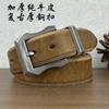 Утолщенный мужской ремень из натуральной коровьей кожи со стальной пряжкой, американский ретро-повседневный ремень ручной работы, натуральная кожа, ретро-потертый джинсовый ремень