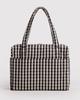 Valiză de cabină Baggu Cloud, model Gingham Negru și Crem, Geantă de călătorie