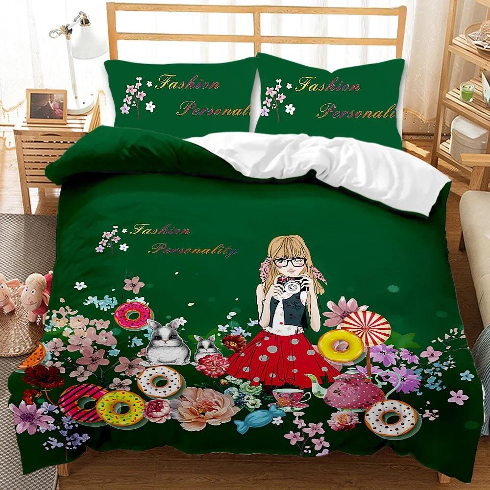 Музыкальная Девушка Современная Мода Девичий Удобный Пододеяльник Наволочка Постельный Комплект Детская Спальня Декор Домашний Текстиль