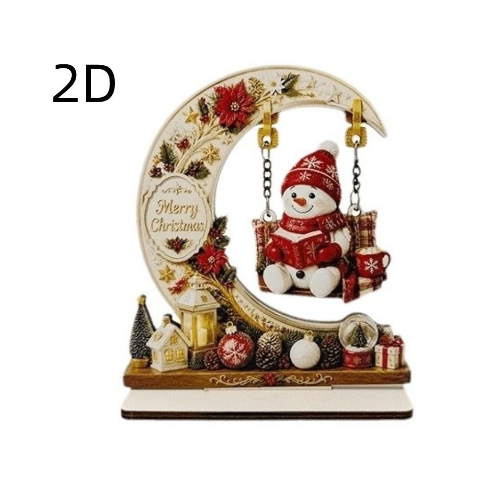 Snowman Deer Christmas Ornaments Wooden Swing Santa Claus Decoration Winter Holiday