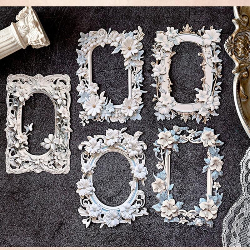 10Sheets Vintage Flower Embossed Collage Paper Vintage Frame Cutout Border for Craft Journal Decoration Valentine Card