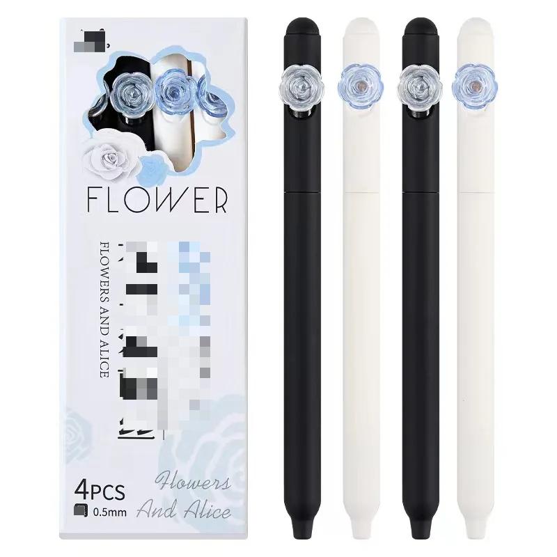 4 шт. INS эстетическая градиентная гелевая ручка с бабочкой для декора, милые девушки, журнал для записей, ручка для экзамена, кавайные канцелярские принадлежности для школы