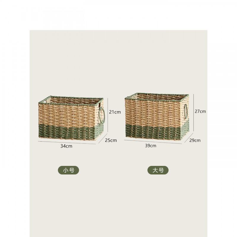 Minimalist Beige Green Woven Storage Basket Clothes Toys Linen Organization Nordic Style Handheld Laundry Hamper