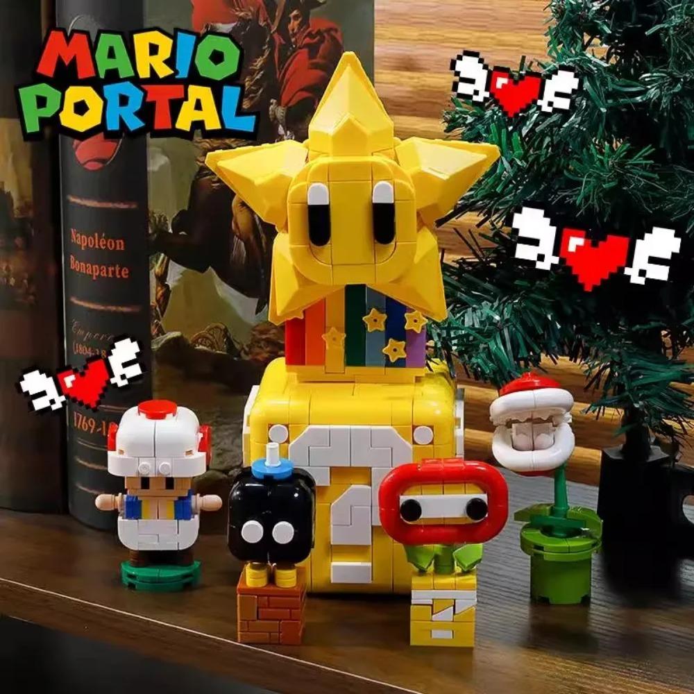 Конструктор Super Mario Bros Йоши Луиджи Звезда Сборка Вопросительный знак MOC 3D Модель Марио Мини Кирпичик Игрушка на Рождественский подарок