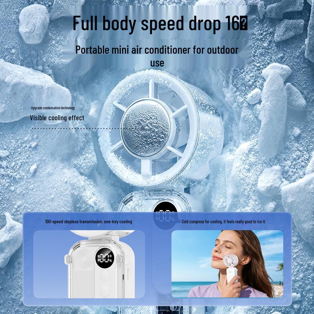Rechargeable Handheld Neck-Hanging Mini Fan with Semiconductor Cooling and Long Battery Life