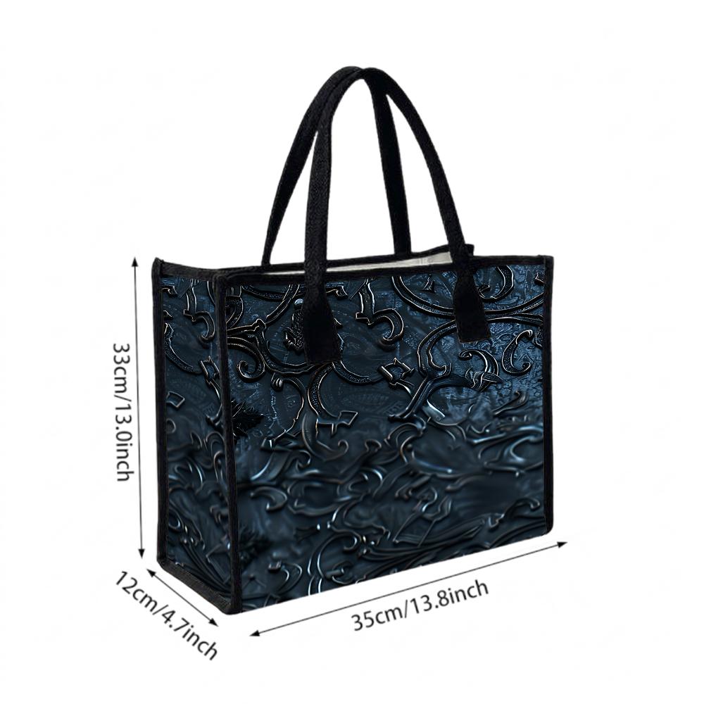 Elegant Dark Embossed Tote Bag for Women Fashion Casual Large Capacity Outdoor Daily Shoulder Handbag