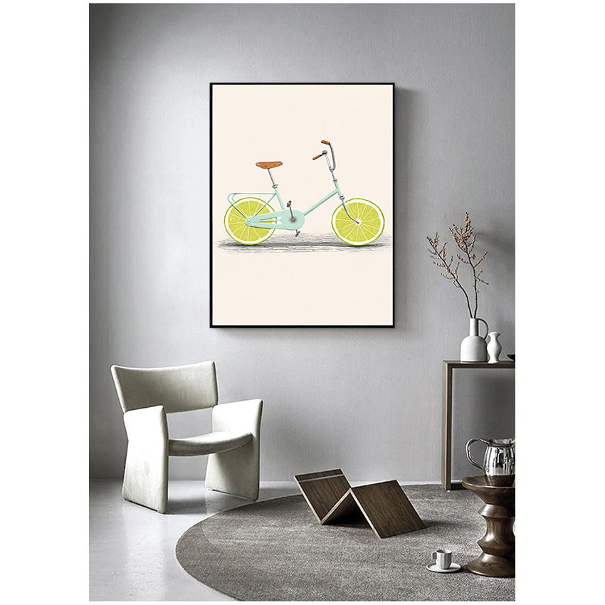 Декор Nordic S минималистичные настенные художественные картины абстрактные модные велосипедные лимонно-оранжевые фрукты с принтом холст картины кухня