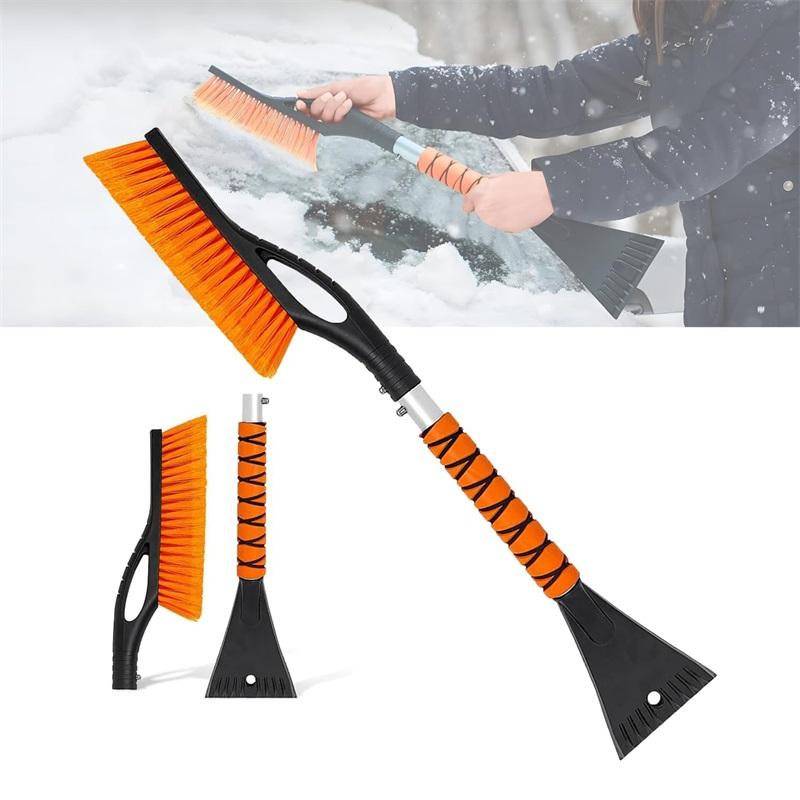 1Pc 2 In 1 Removable Car Ice Scraper with Ergonomic Foam Handle, Winter Snow Brush Scratch-Free Snow Removal Tool