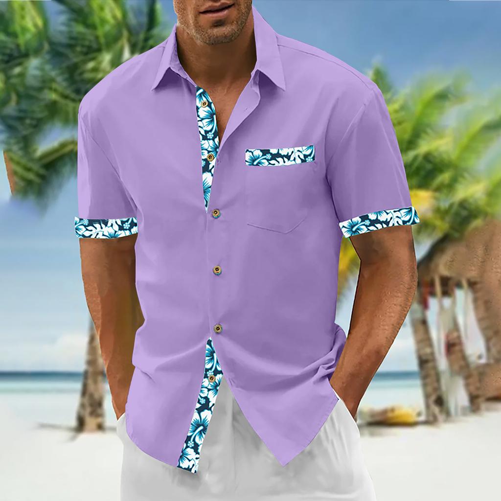 Гавайская рубашка для мужчин, мужские винтажные рубашки для боулинга на пуговицах, летняя пляжная рубашка с коротким рукавом