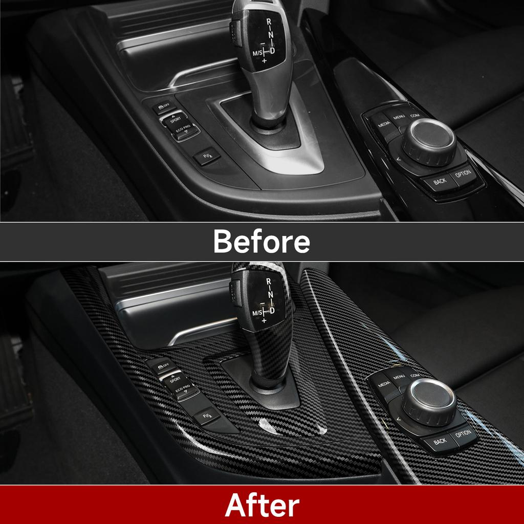 For BMW 3 4 Series F30 F31 F32 F33 F34 F36 (2012-2018) Car Center Console Gear Shift Cover Panel, Carbon Fiber ABS Trim Sticker blvc18
