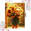 Disney Diamond Art Painting Kit – Winnie the Pooh Sunflowers Sparkling Craft, Home Wall Decor, Handmade Gift