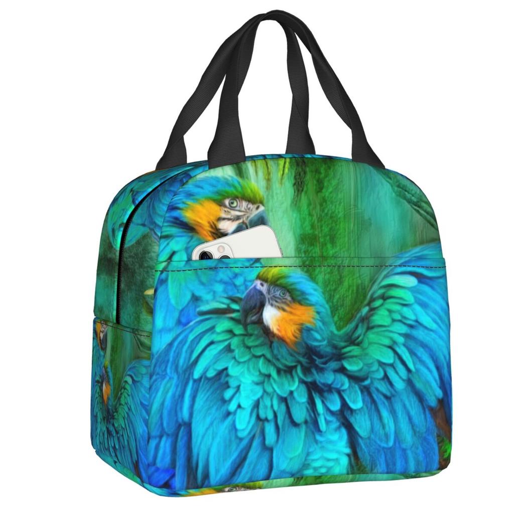 Custom Chubby Cockatiel Party Insulated Lunch Bag for Women Resuable Cute Parrot Birds Thermal Cooler Lunch Box School Children