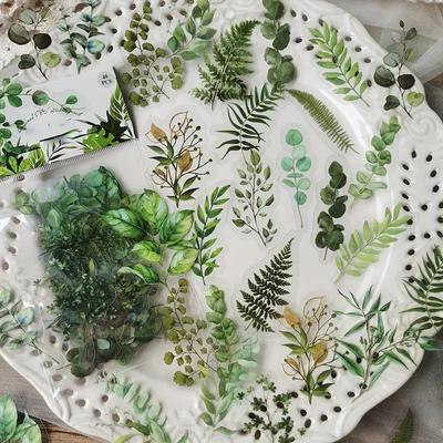 40 шт. Декоративная наклейка в виде листа и цветка для растений, ПЭТ, материал для счета, набор наклеек для скрапбукинга, этикетки, дневника, канцелярских принадлежностей, альбома, тел.