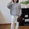 Autumn and Winter New Retro Twist Knitted Sweater Top Loose Round Neck Lazy Wind Sweater Pullover Woman