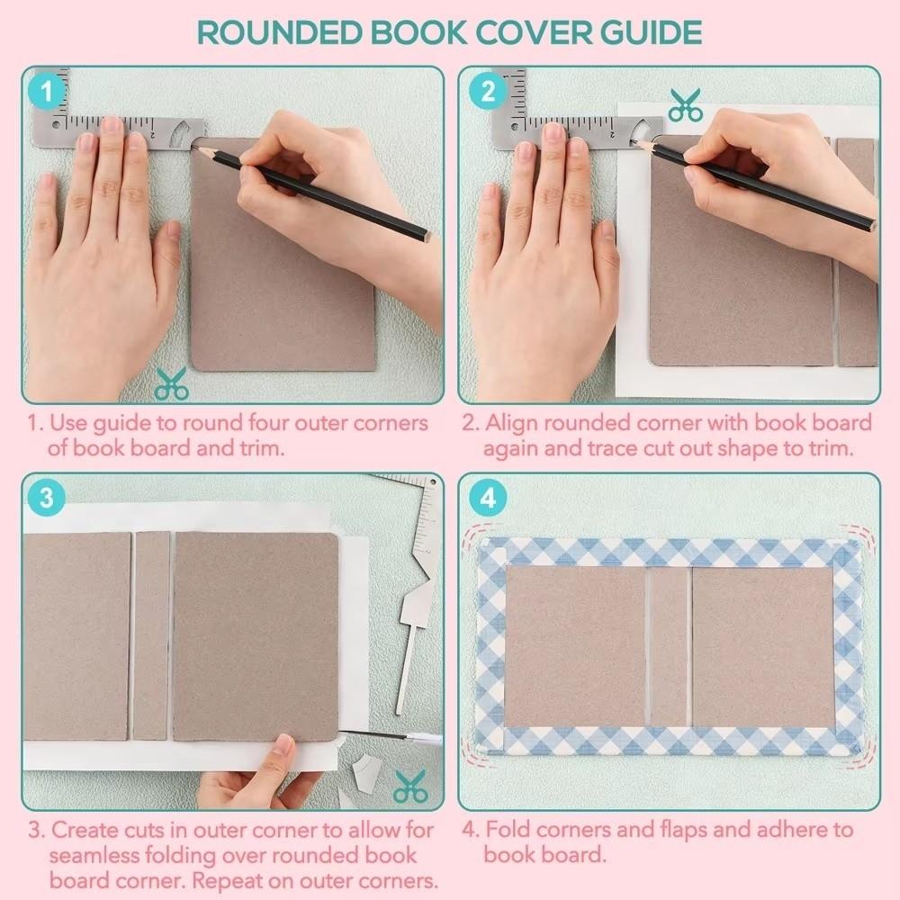 5-in-1 Book Cover Guide Stainless Steel Gauge Ruler Durable Marking Tool