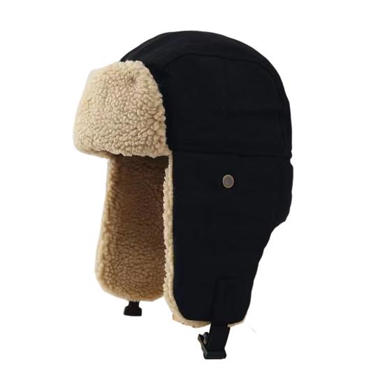 Unisex Winter Hat Thickened Fleece Lined Ear Protection Windoroof Buckle Fasten Heat Retention