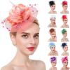 Women Flower Mesh Ribbons Feathers Headband Cocktail Tea Party Hat Headwear