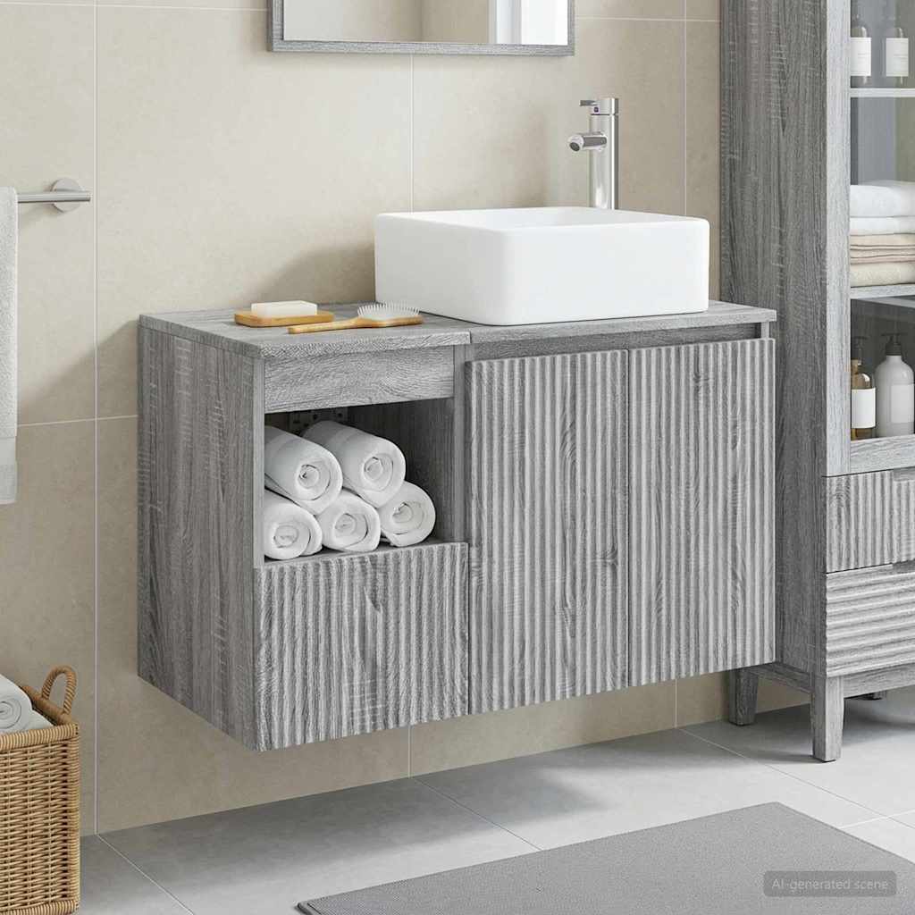 Bathroom Furniture Set 2 Pieces Grey Sonoma Engineered Wood