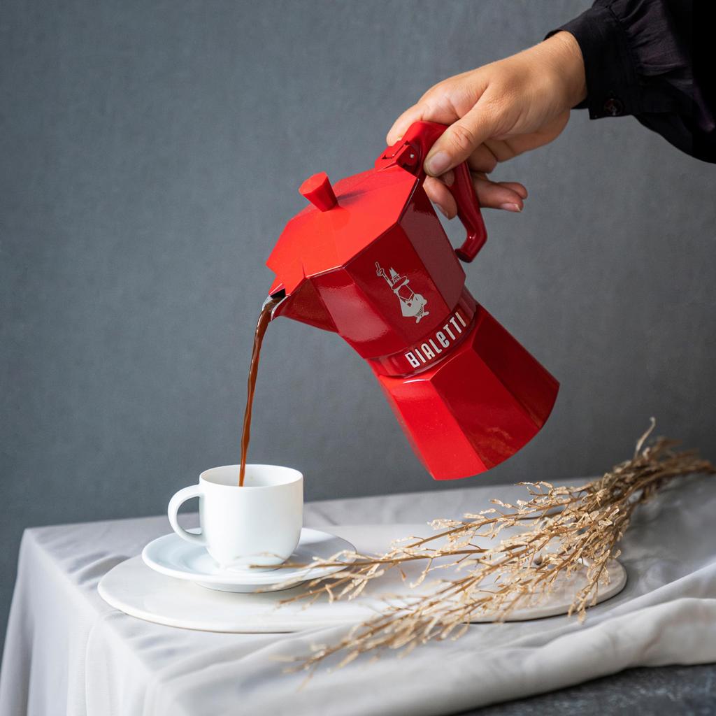 Bialetti Mocha Exclusive Italian Red 3 Cup Direct Fire Type Кофеварка Эспрессо Кофеварка (Кофе Маккинетта)