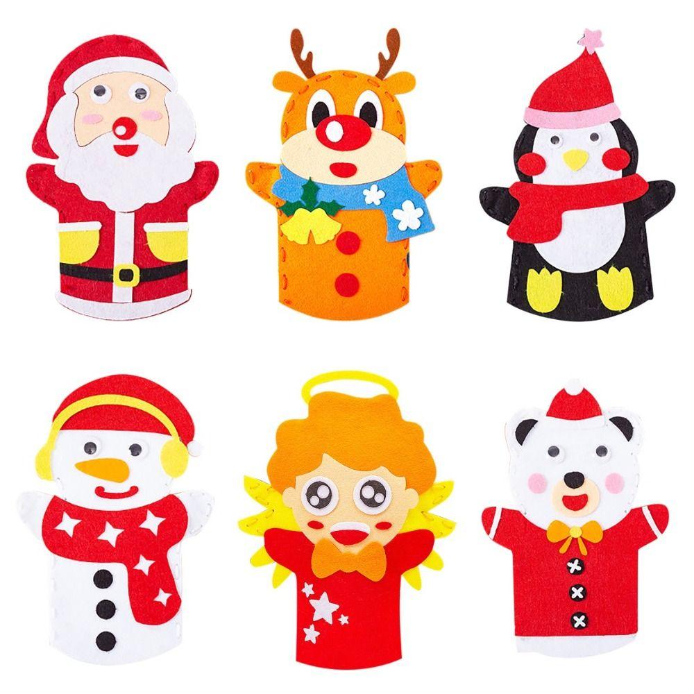 Cartoon Santa Christmas Hand Puppet Non-woven Felt Fabrics Sewing Kit DIY Craft Sewing Felts  Kids