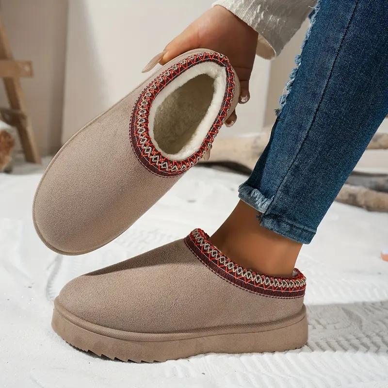 Women's Slip-On Winter Slippers with Ethnic Braided Jute Sole - Thick Cushioned Indoor House Shoes for Home Comfort, Indoor Slippers