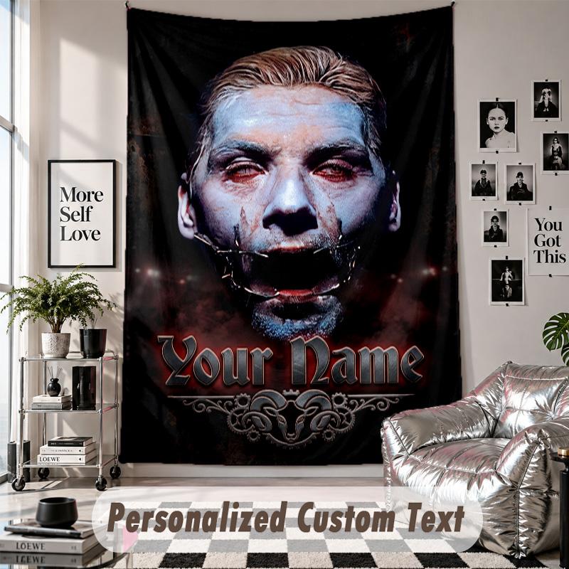 Wall Hanging Tapestry With Custom Name & Text, Rammstein Decorative Tapestry For Bedroom