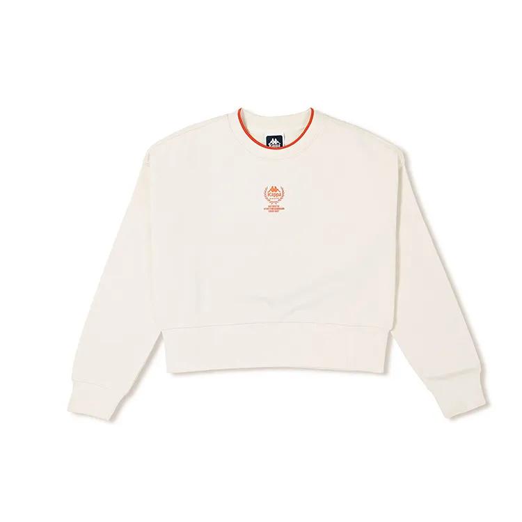 Kappa Sweatshirts Women's Birch White-0114 Crew Neck Moderate Regular (Unisex) Sweatshirts K0E22WT02