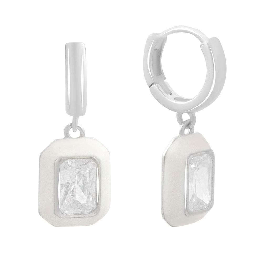 Серебряные серьги с фианитами, емаллю (2185901)