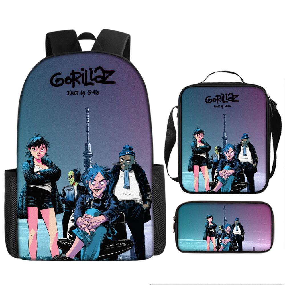 Британская виртуальная группа Gorillaz Детский мультяшный рюкзак - Двойное использование: на плечо/через плечо