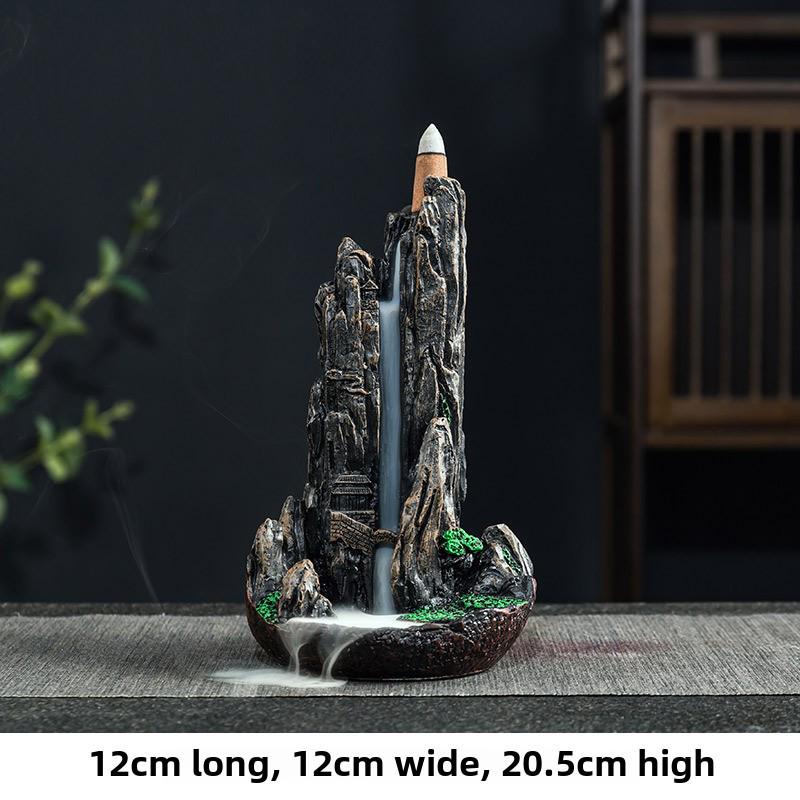Creative Indoor Backflow Incense Burner: Mountain Stream Design with Agarwood & Sandalwood Aromatherapy for Home Decor