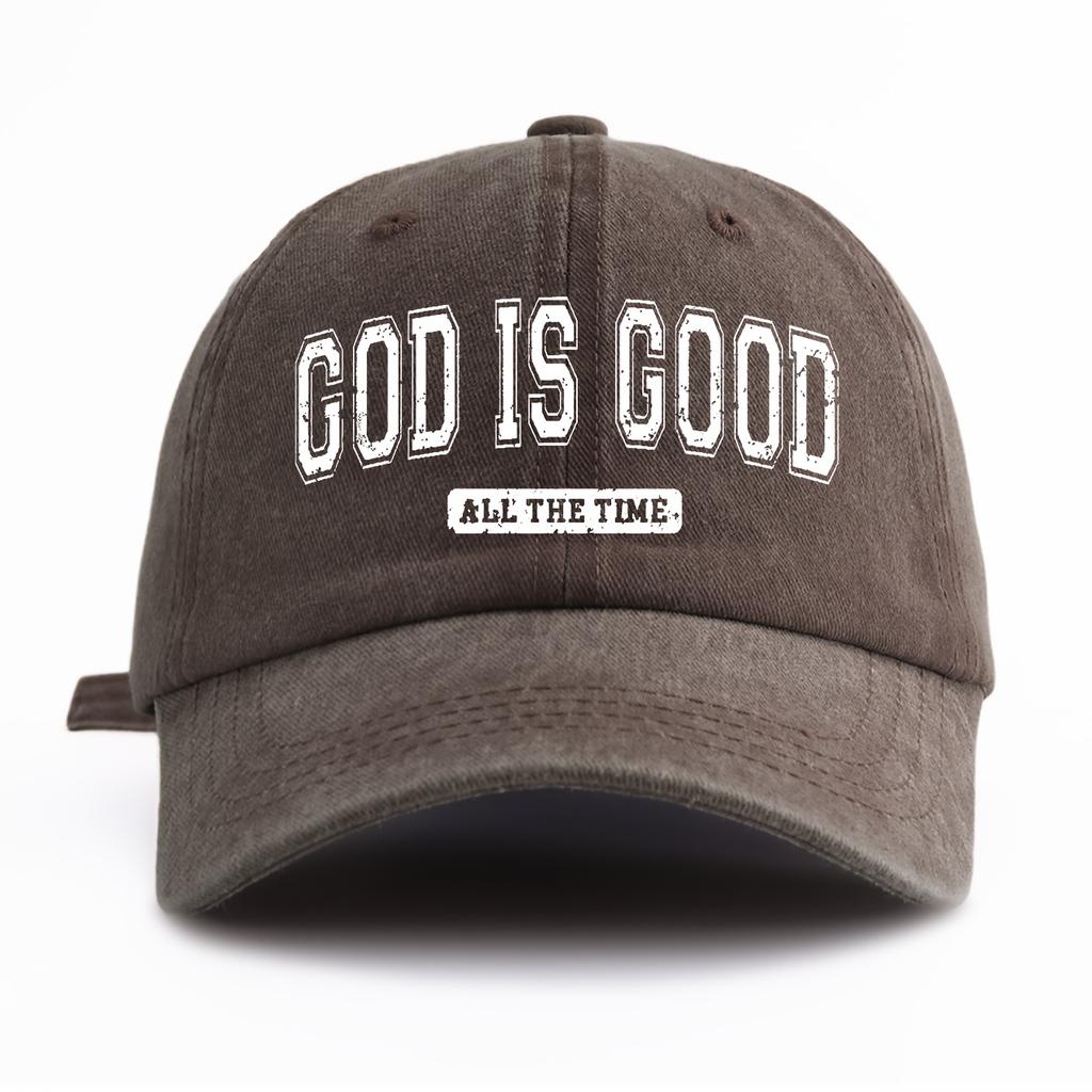 GOD IS GOOD Печатная Стирка Водой Бейсболка Простая, Повседневная, Модная, Регулируемый Размер Для Активного Отдыха, Ежедневного Использования, Вечеринки, Отпуска