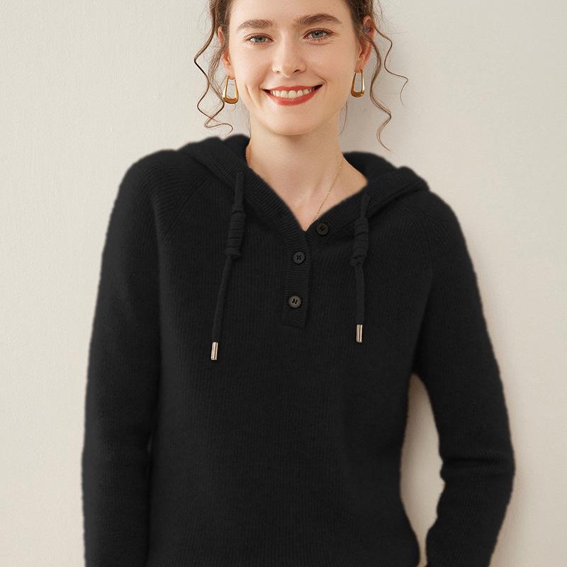 Women's Casual Cashmere Drawstring Sweater - Versatile Knitwear for Autumn and Winter