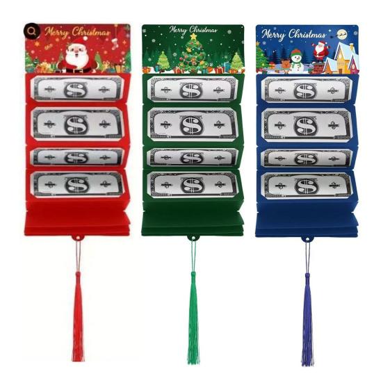 Christmas Red Envelope Money Box Gift Card Holder 10 Slots Surprise Party Greeting Card Cash Wallet for Christmas Birthdays Weddings