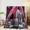 Ethereal pink Angelic skull Blanket Flannel Blanket for bed, sofa, Camping, Hiking, Picnic Essentials, gift for family Fan gifts
