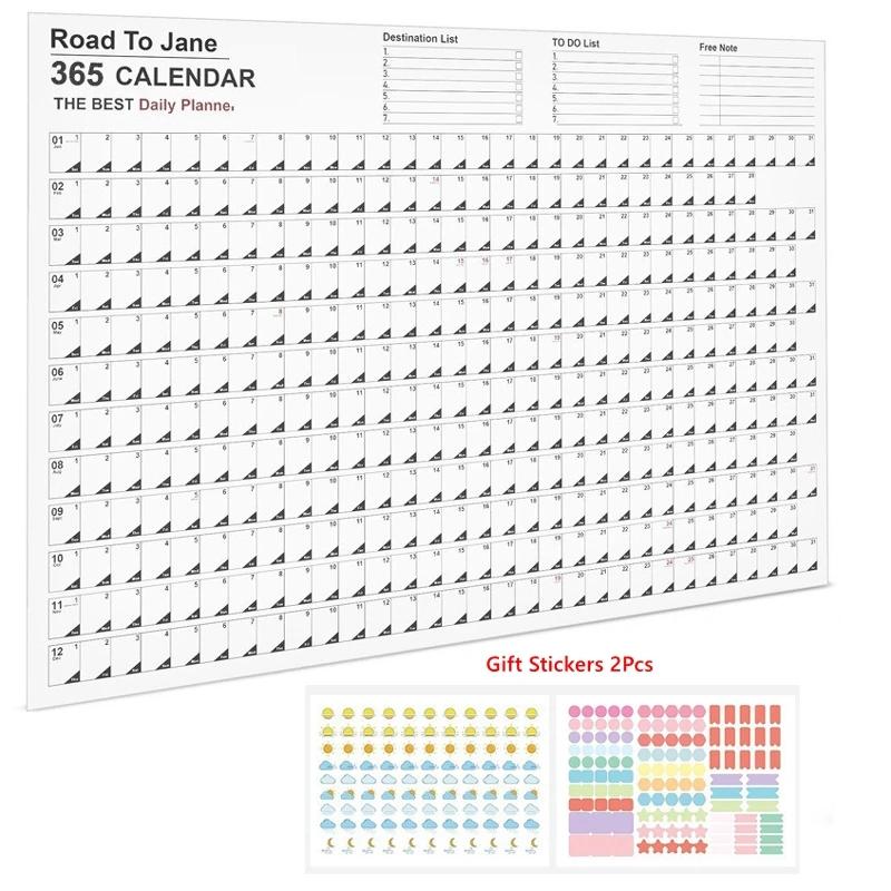 Calendar Wall 2026 New Yearly Daily Schedule Planner Sheet Paper 365 Day Plan Annual Hanging Planning Weekly Agenda Pad Month 12