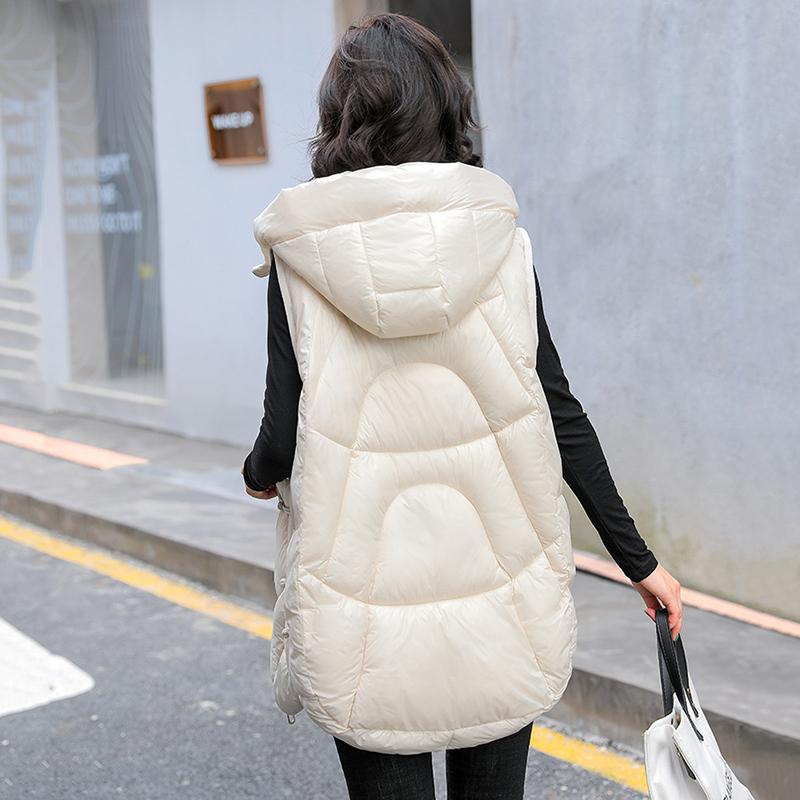 Women Autumn Winter Outwear Thicken Waistcoat Cotton Padded Hooded Sleeveless Jacket Coat Vest