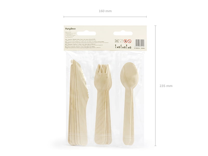 Partydeco Sztucce Drewniane Mix 16Cm 1 Op 18 Szt