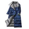 Winter Women Turtleneck White Duck Down Coat Double Breasted Warm Parkas  Double Sided Down Long Jacket