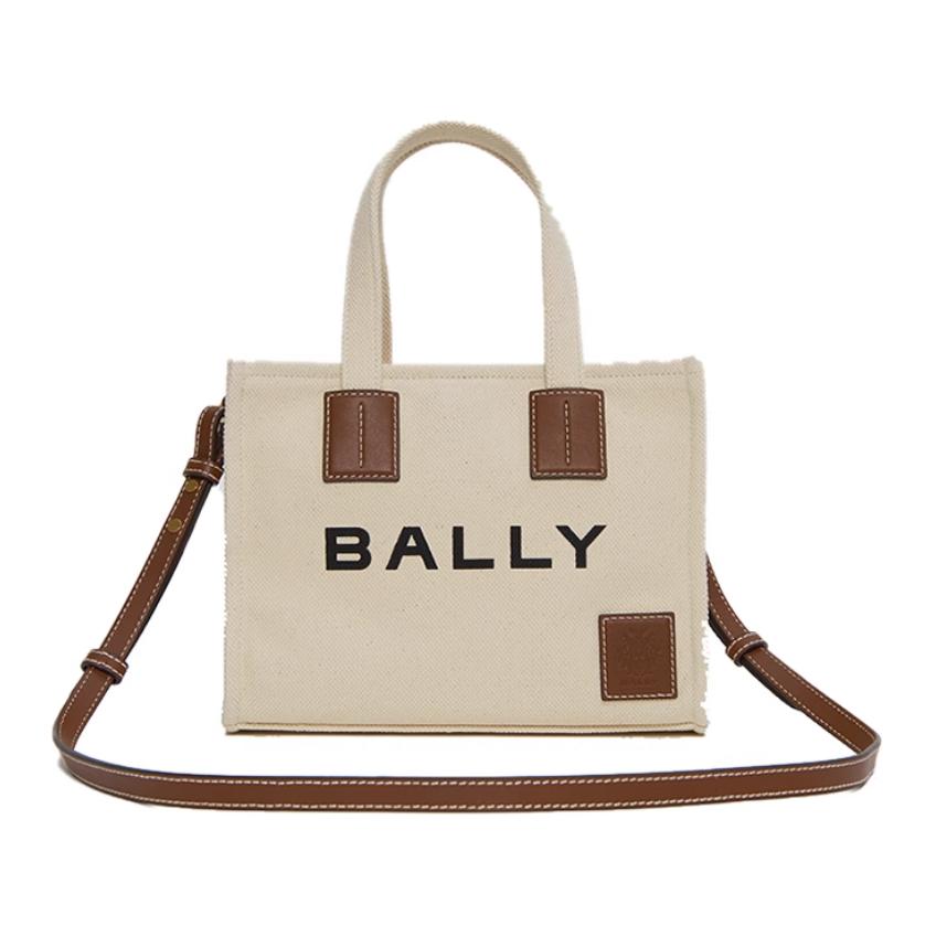 Bally Логотип Микро Марк Тканевая Сумка-тоут Сумка для покупок На плечо Через плечо Сумка-клатч Средняя Женская Сумка-тоут Натуральный 6310434