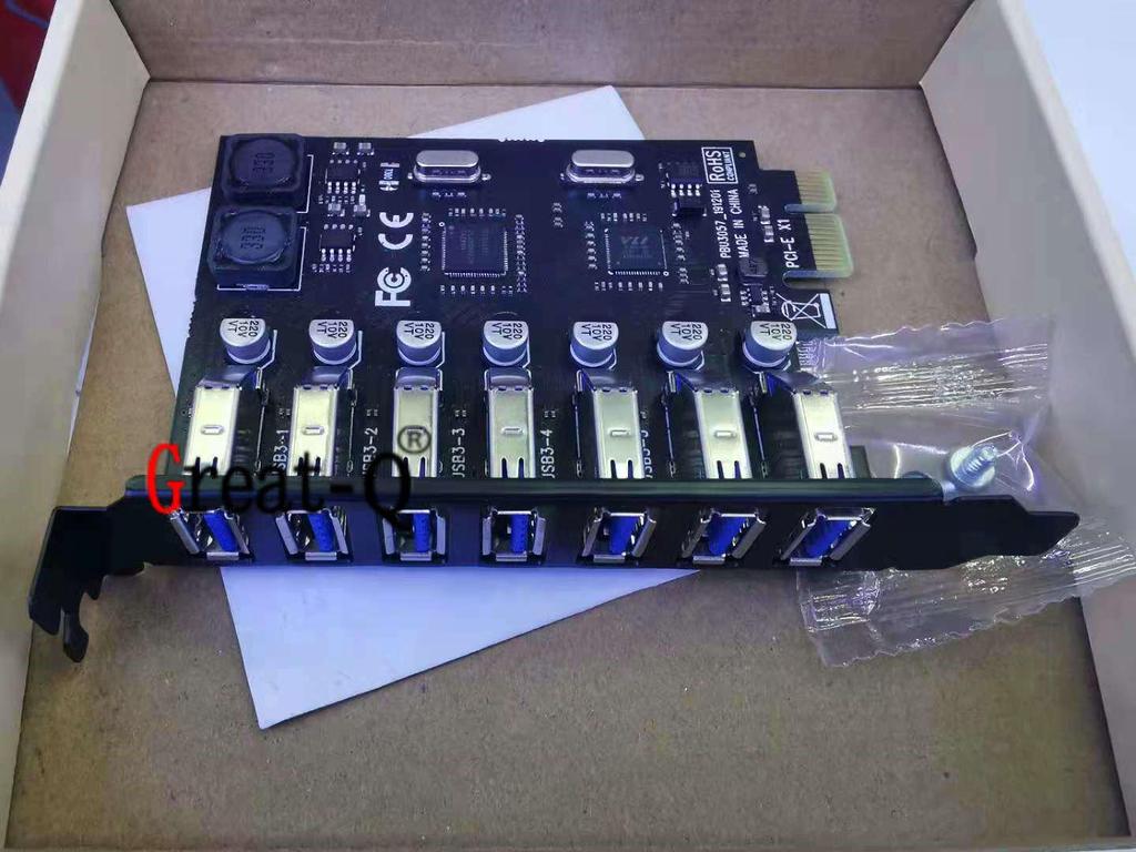 7-Port PCI-E to USB 3.0 Adapter Card for Desktop - No External Power Required, NEC Chip