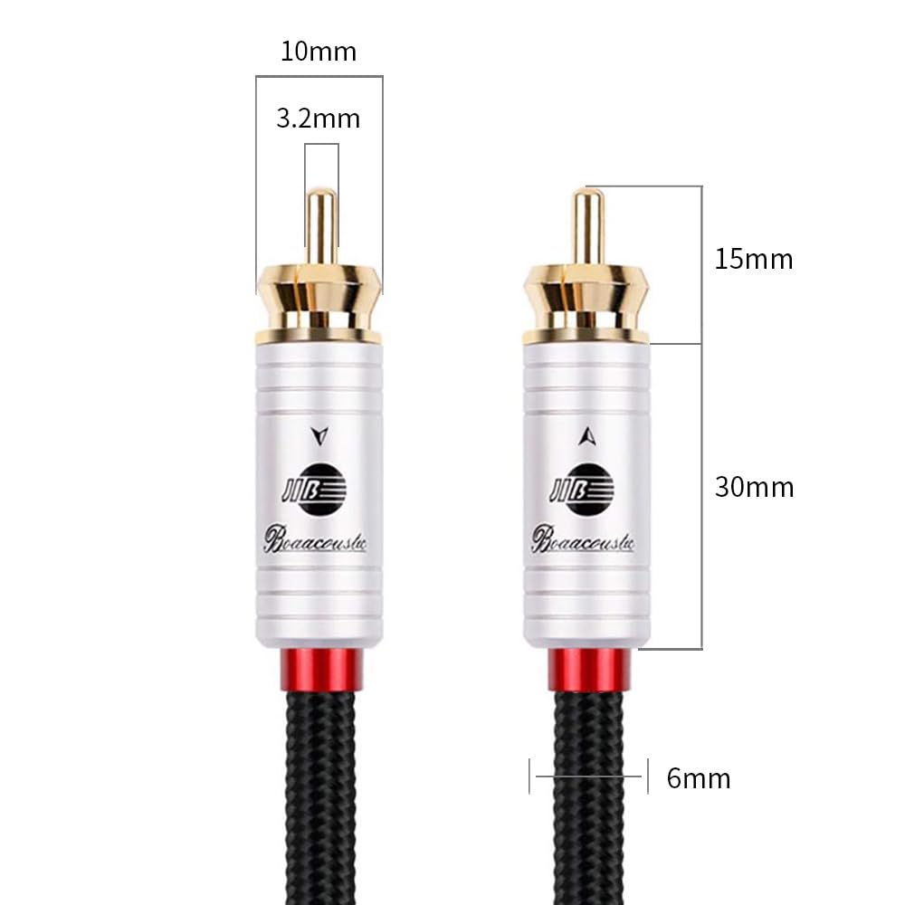 JIB Коаксиальный аудиокабель RCA на RCA, совместимый, длина 1 м (мужской) (мужской) кабель, сабвуферы, усилители, DVD-плееры, Blu-ray плееры, HDTV-телевизоры и т. д.. /