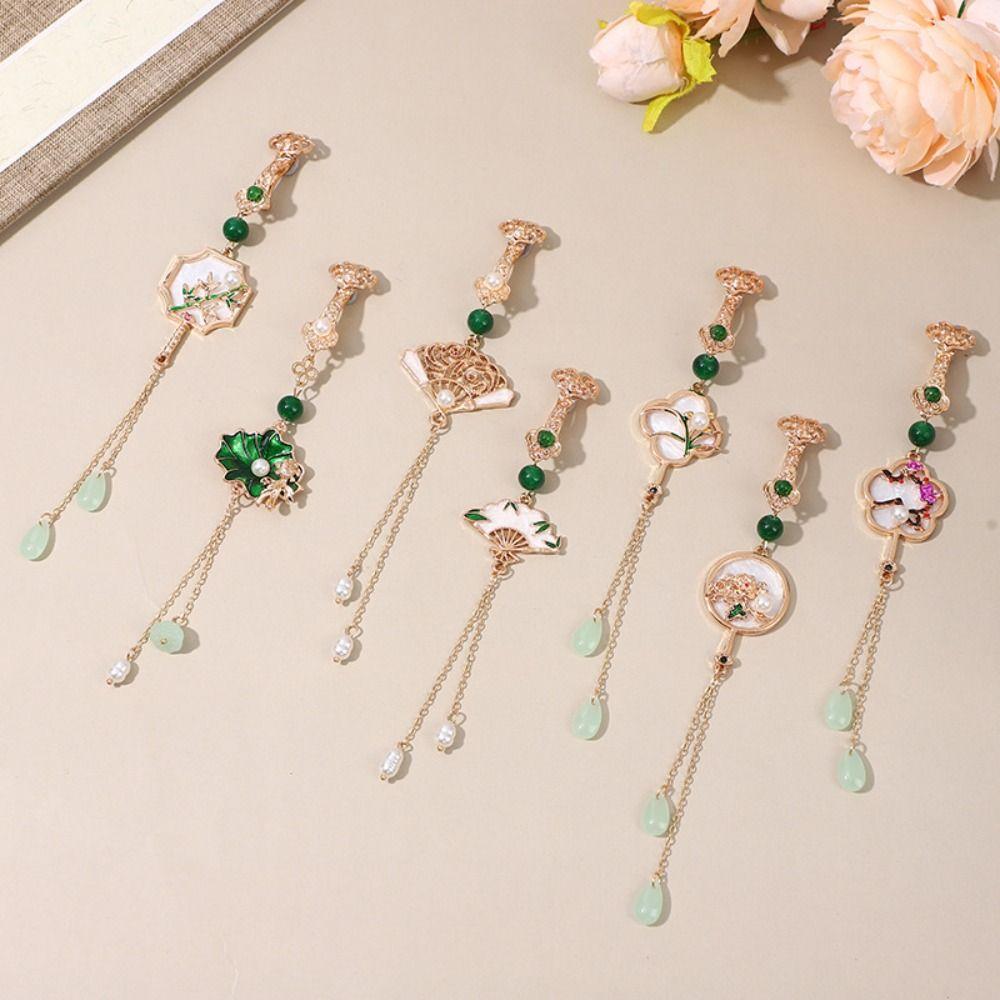 Long Tassel Chinese Style Brooch Electroplating Retro Lotus Brooch  Party Jewelry